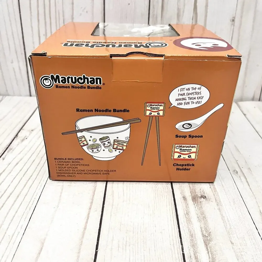 NIB Maruchan Ramen Noodle Bowl Set with Chopsticks Spoon & Chopstick Holder Gift